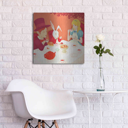 Luxe Metal Art 'Alice's Tea Party' by Sai Tamiya, Metal Wall Art,24x24