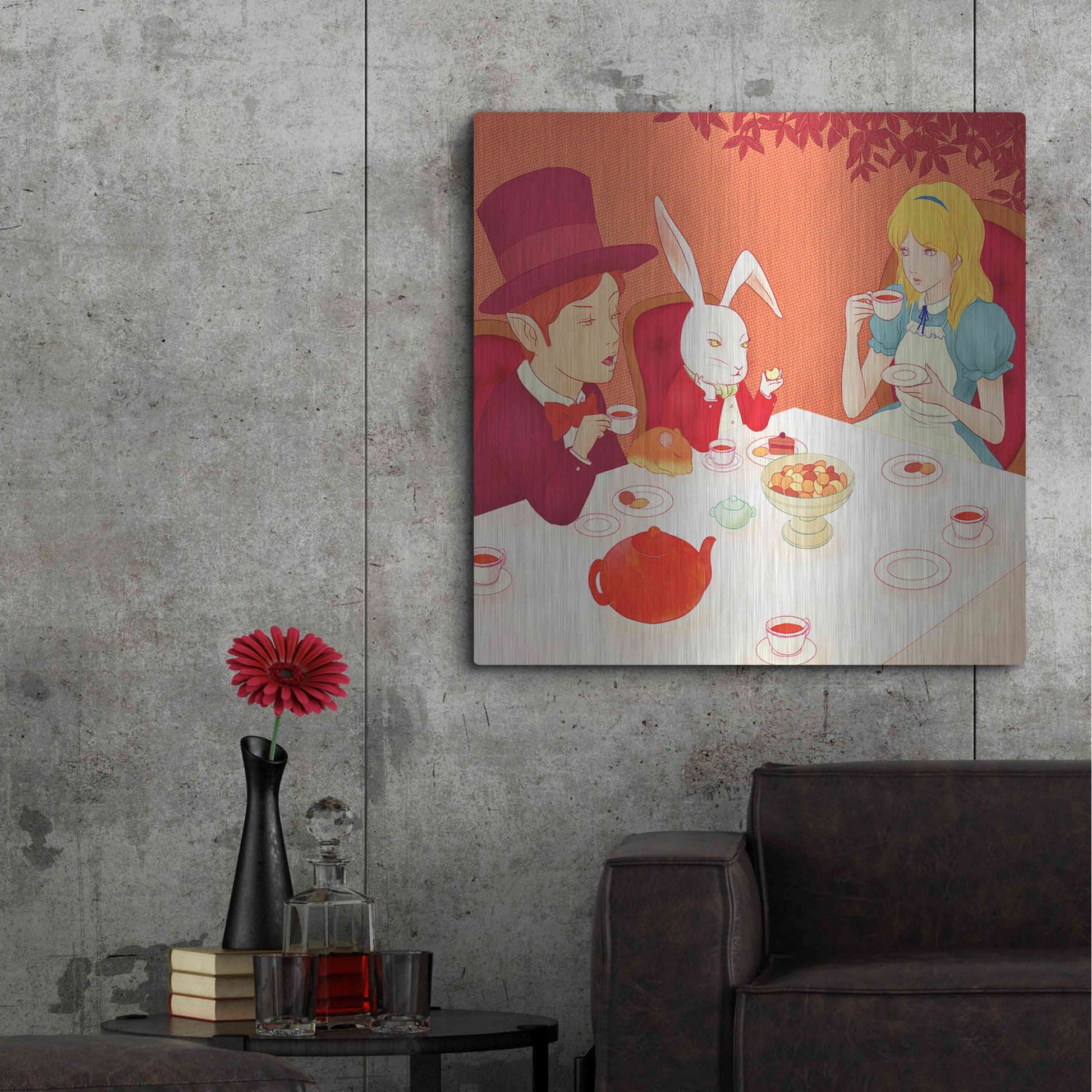 Luxe Metal Art 'Alice's Tea Party' by Sai Tamiya, Metal Wall Art,36x36