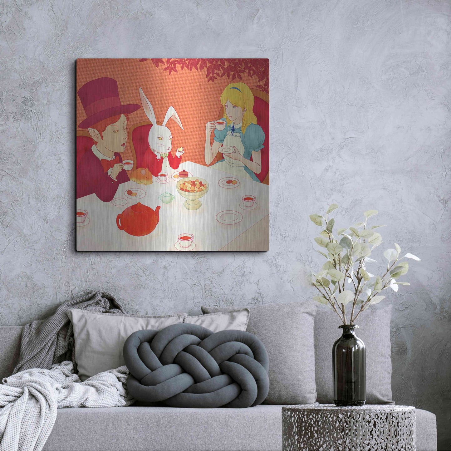 Luxe Metal Art 'Alice's Tea Party' by Sai Tamiya, Metal Wall Art,36x36