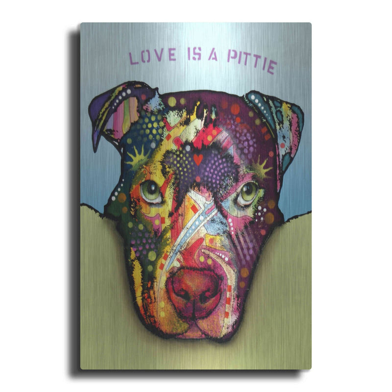 'Love Is A Pittie' by Dean Russo – Metal Wall Art