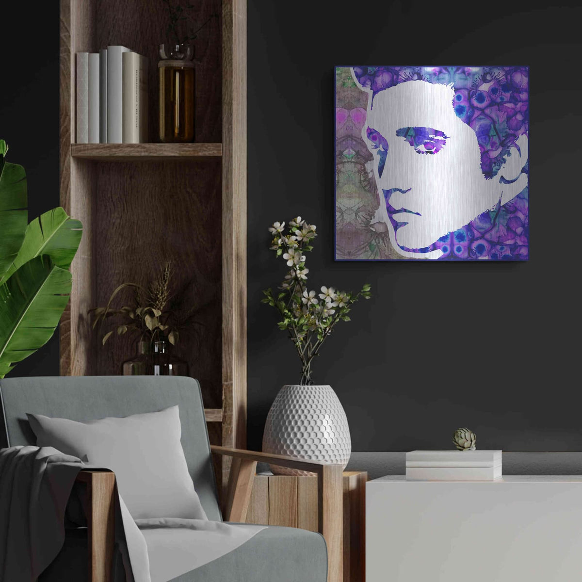 'Elvis 6' by Dean Russo – Metal Wall Art, 24x24 room view