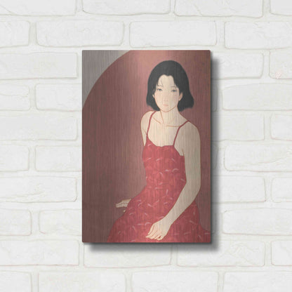 Luxe Metal Art 'A Woman in a Red Dress' by Sai Tamiya, Metal Wall Art,12x16