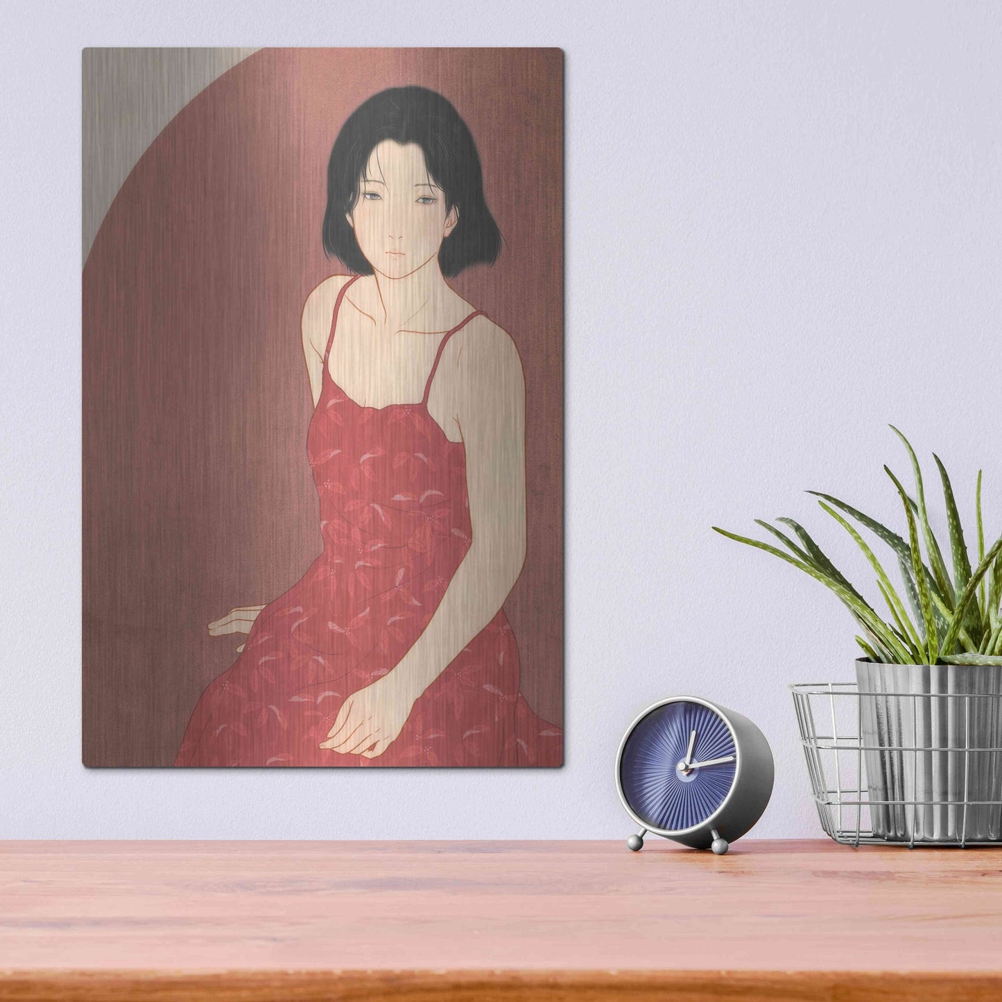 Luxe Metal Art 'A Woman in a Red Dress' by Sai Tamiya, Metal Wall Art,12x16