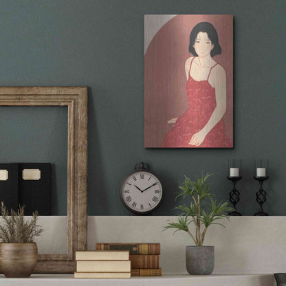 Luxe Metal Art 'A Woman in a Red Dress' by Sai Tamiya, Metal Wall Art,12x16