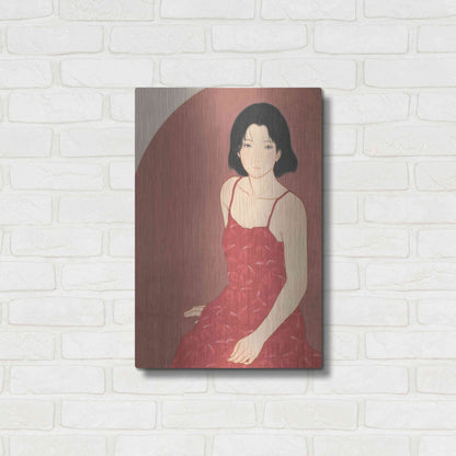 Luxe Metal Art 'A Woman in a Red Dress' by Sai Tamiya, Metal Wall Art,16x24