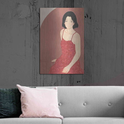 Luxe Metal Art 'A Woman in a Red Dress' by Sai Tamiya, Metal Wall Art,24x36