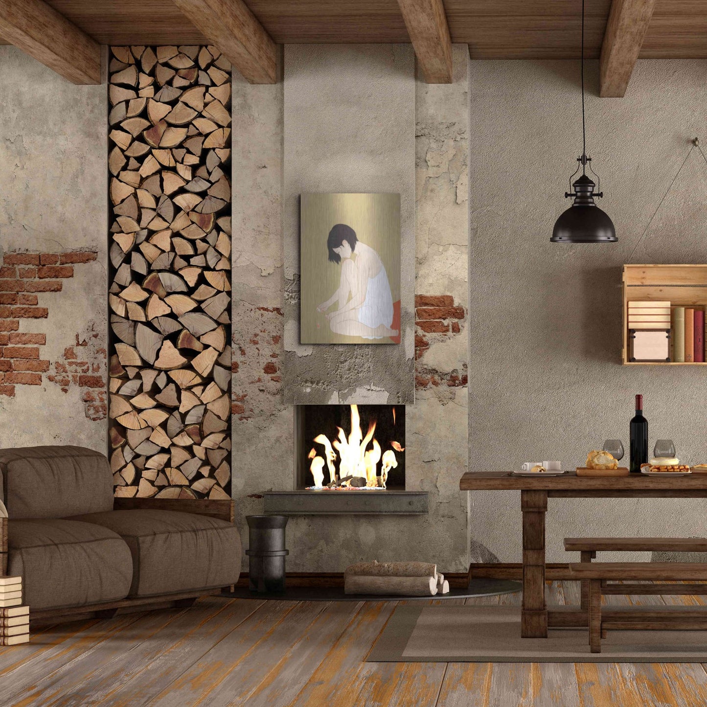 Luxe Metal Art 'A Woman Painting a Pedicure' by Sai Tamiya, Metal Wall Art,24x36