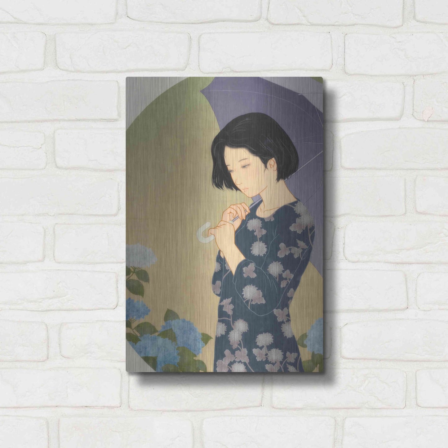 Luxe Metal Art 'Ajisai' by Sai Tamiya, Metal Wall Art,12x16