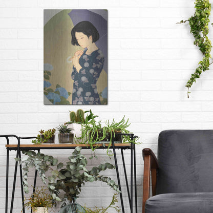 Luxe Metal Art 'Ajisai' by Sai Tamiya, Metal Wall Art,12x16