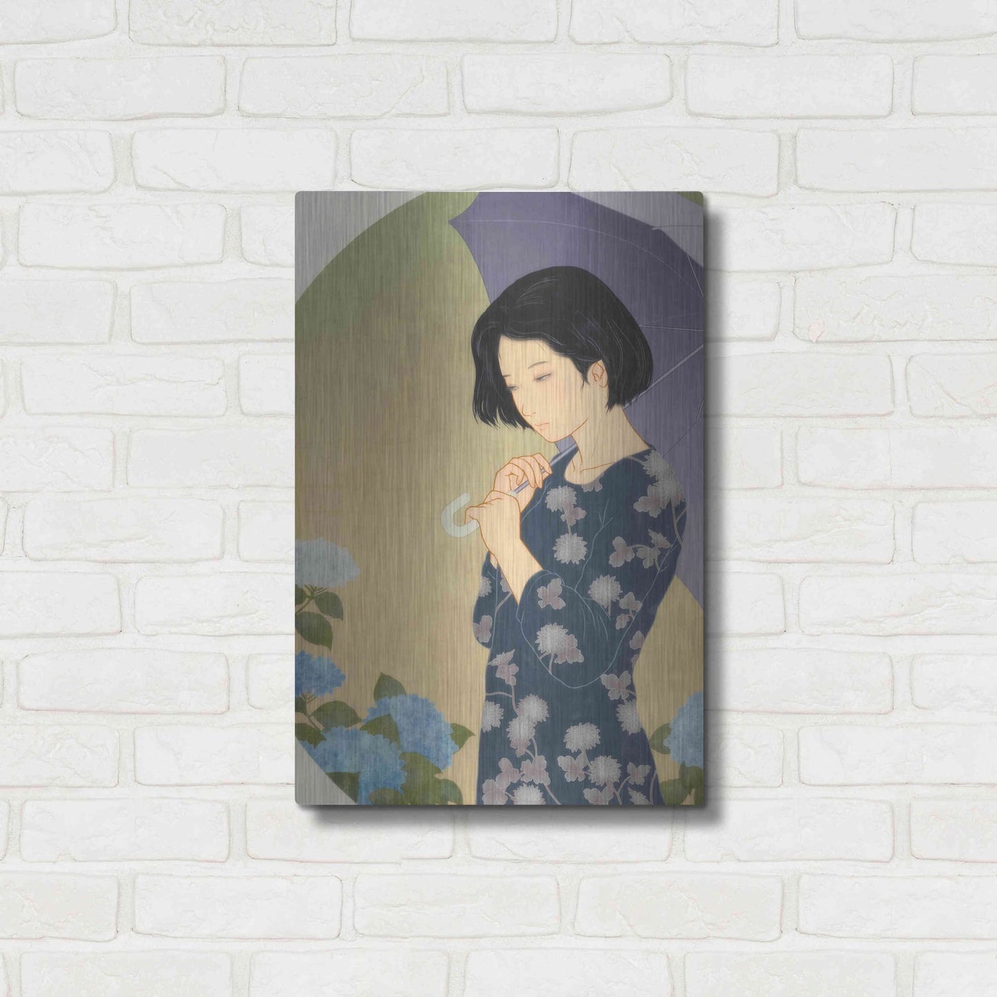 Luxe Metal Art 'Ajisai' by Sai Tamiya, Metal Wall Art,16x24