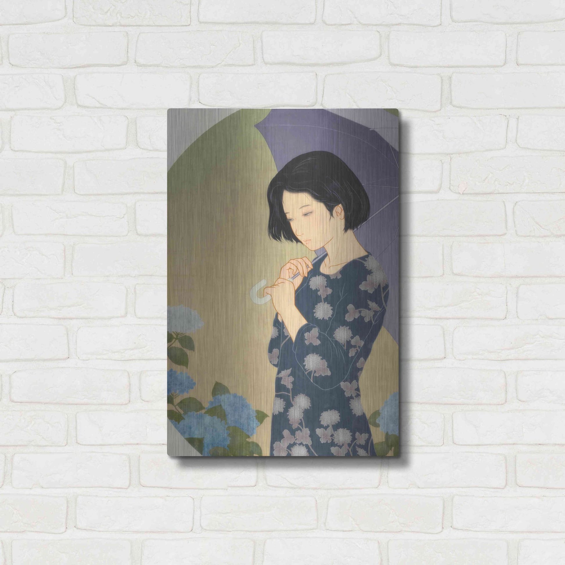 Luxe Metal Art 'Ajisai' by Sai Tamiya, Metal Wall Art,16x24