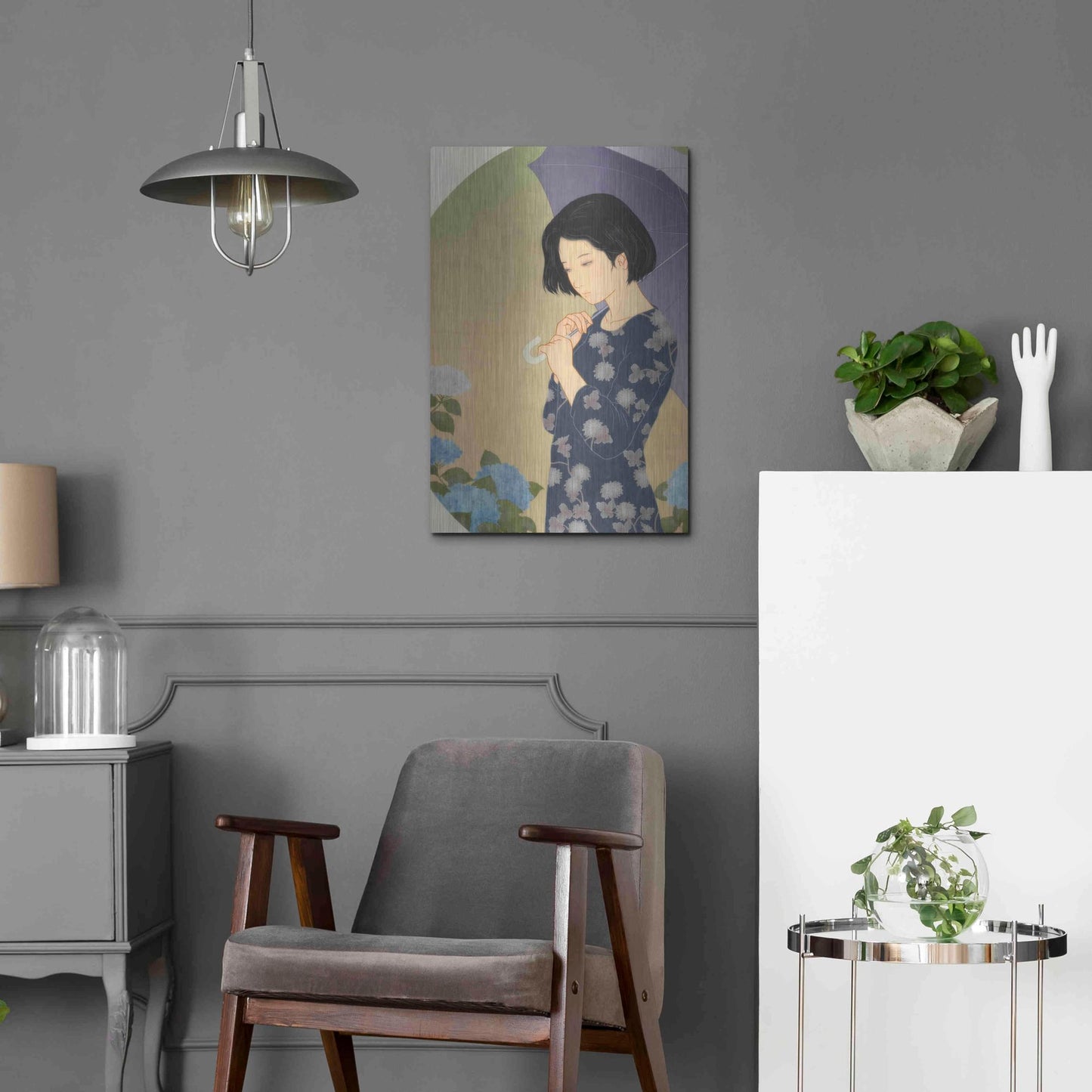 Luxe Metal Art 'Ajisai' by Sai Tamiya, Metal Wall Art,16x24