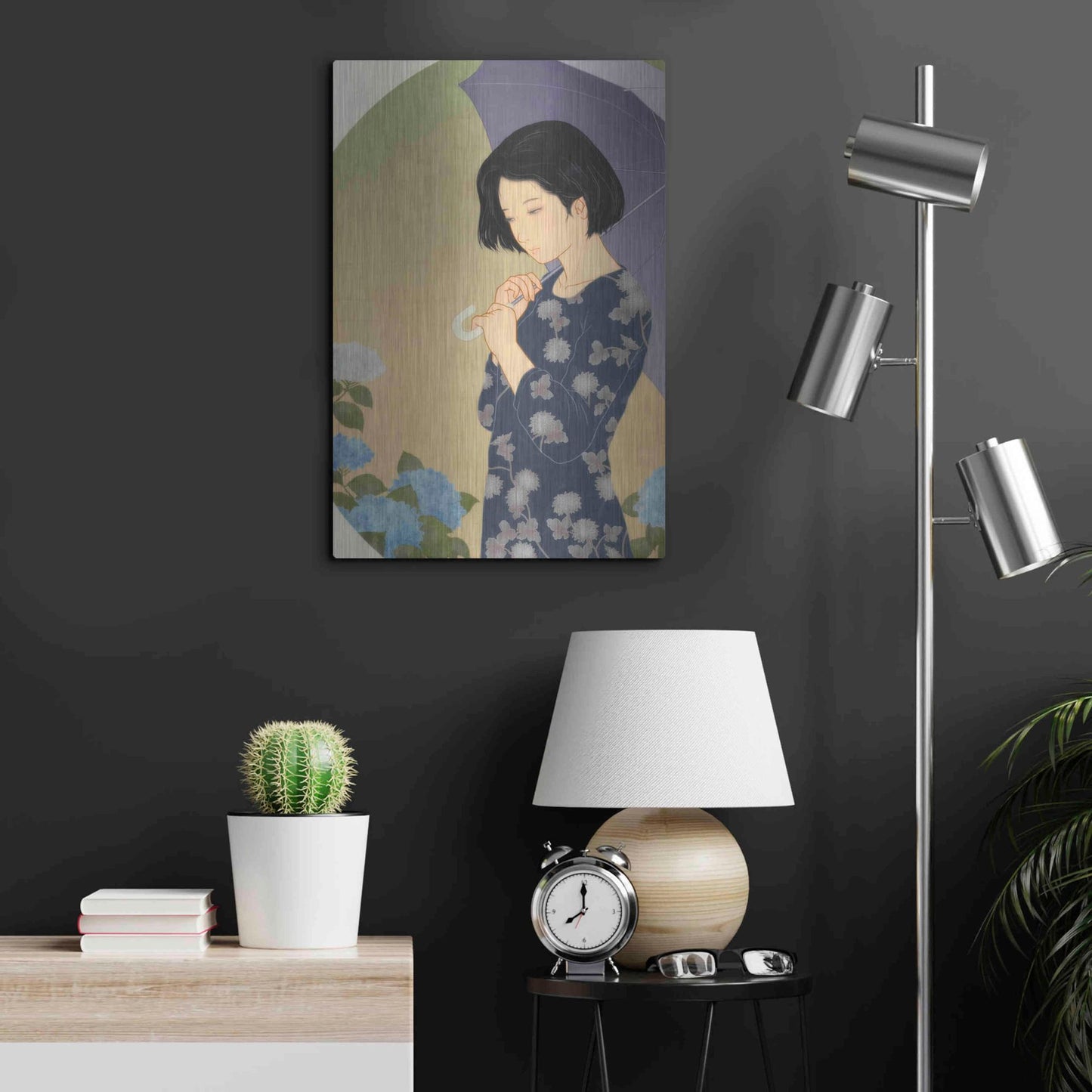 Luxe Metal Art 'Ajisai' by Sai Tamiya, Metal Wall Art,16x24