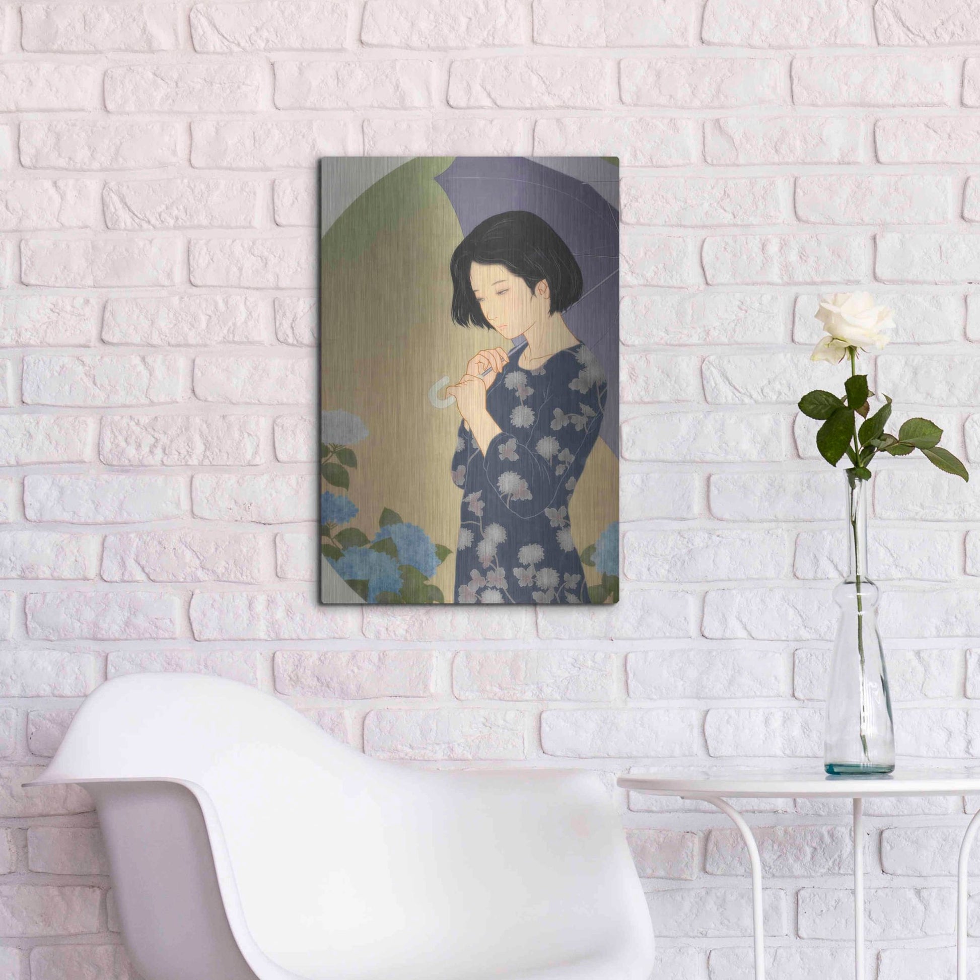 Luxe Metal Art 'Ajisai' by Sai Tamiya, Metal Wall Art,16x24