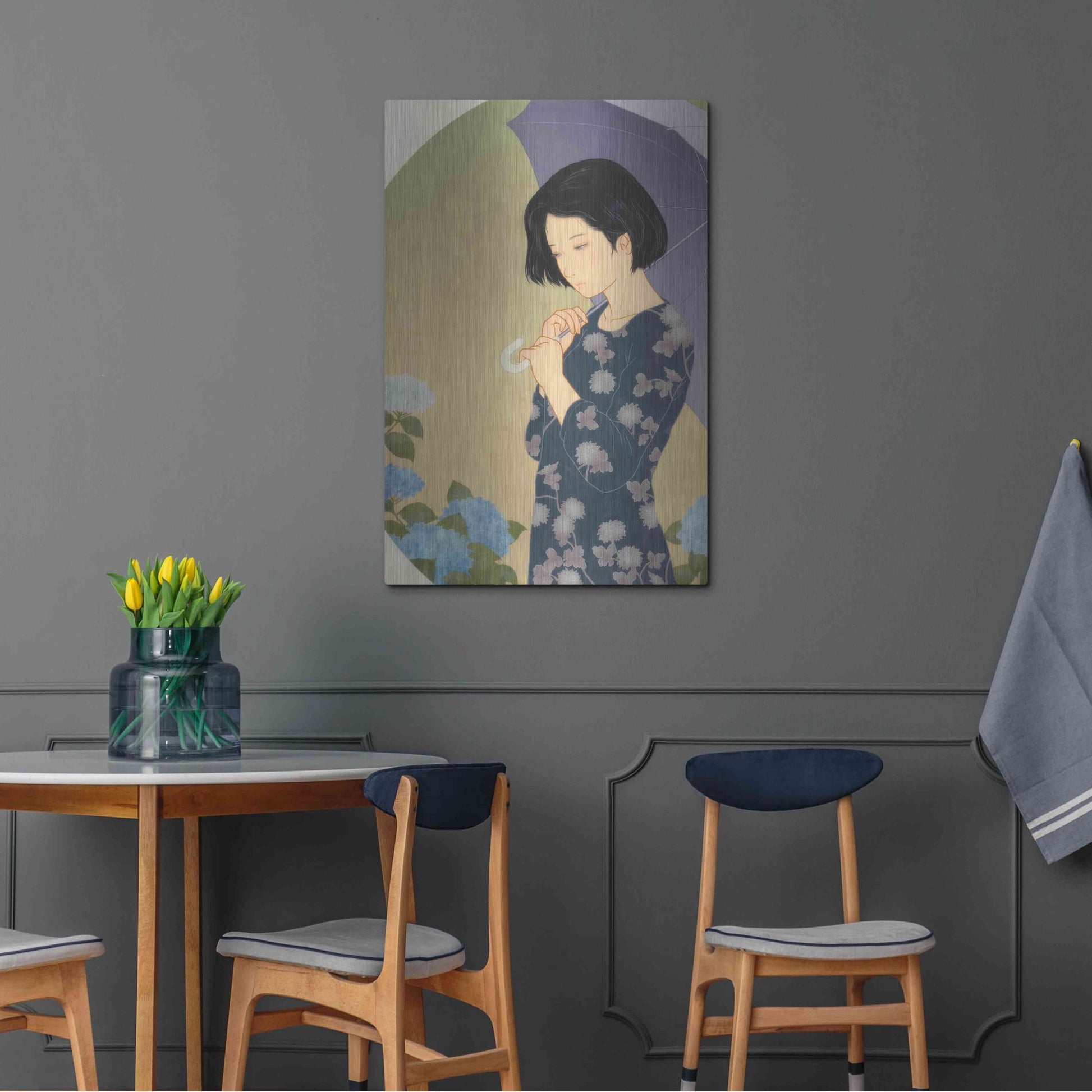 Luxe Metal Art 'Ajisai' by Sai Tamiya, Metal Wall Art,24x36