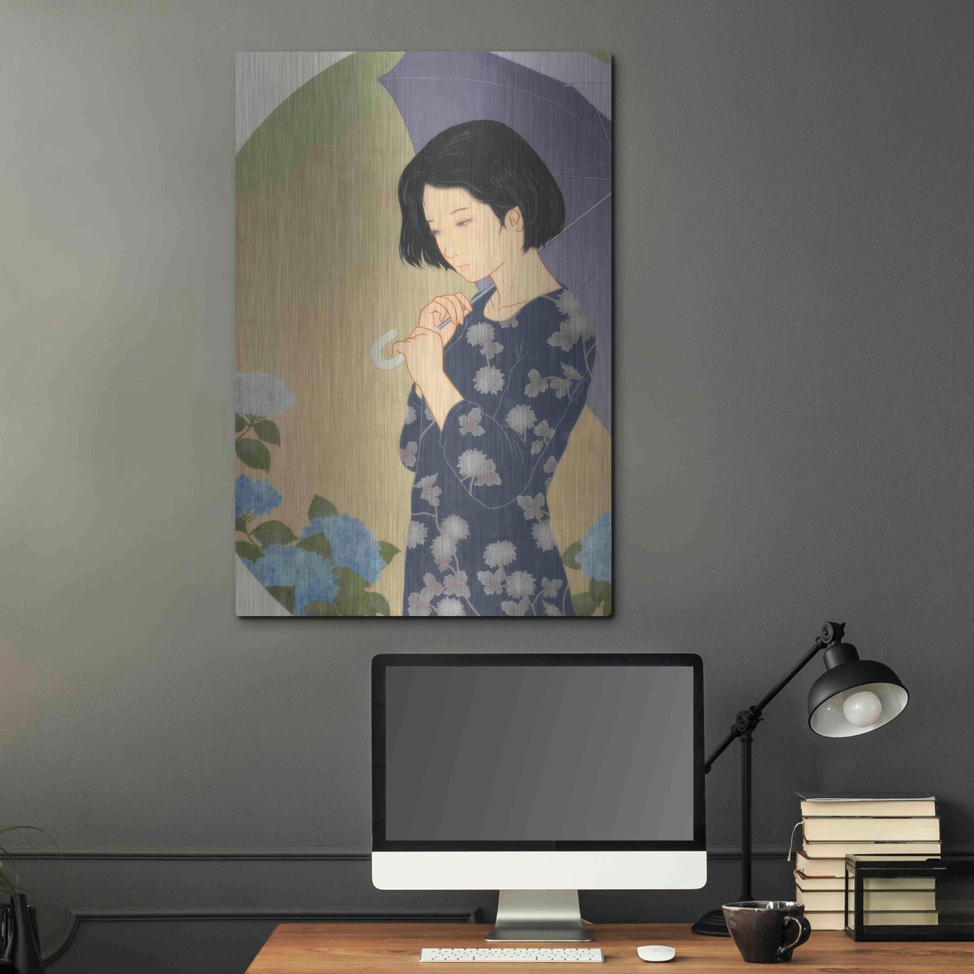 Luxe Metal Art 'Ajisai' by Sai Tamiya, Metal Wall Art,24x36