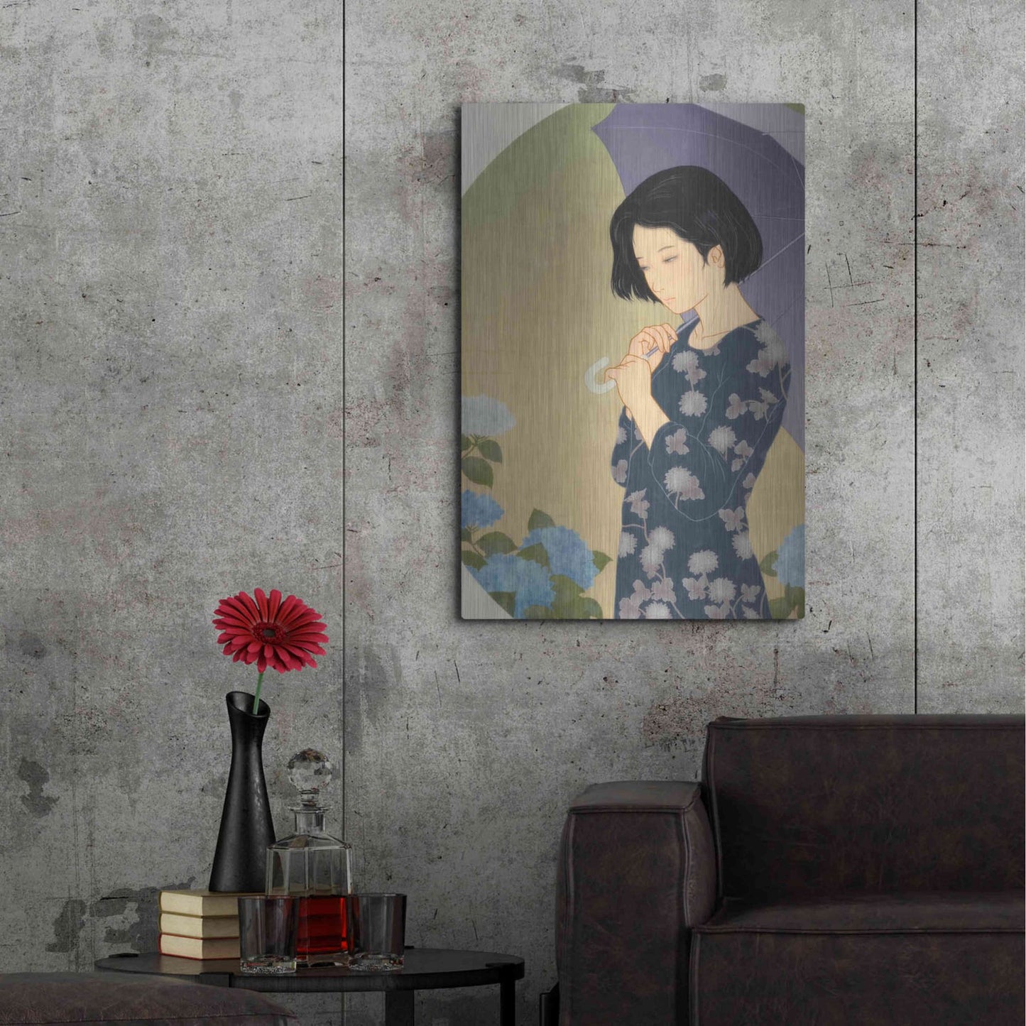 Luxe Metal Art 'Ajisai' by Sai Tamiya, Metal Wall Art,24x36