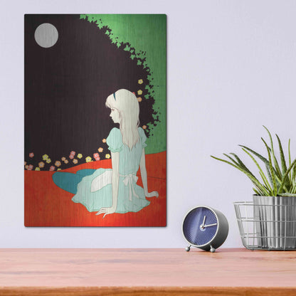 Luxe Metal Art 'Alice in the Moonlight' by Sai Tamiya, Metal Wall Art,12x16