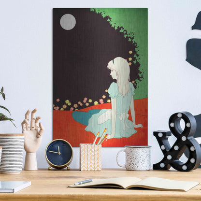 Luxe Metal Art 'Alice in the Moonlight' by Sai Tamiya, Metal Wall Art,12x16