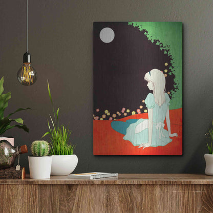 Luxe Metal Art 'Alice in the Moonlight' by Sai Tamiya, Metal Wall Art,12x16