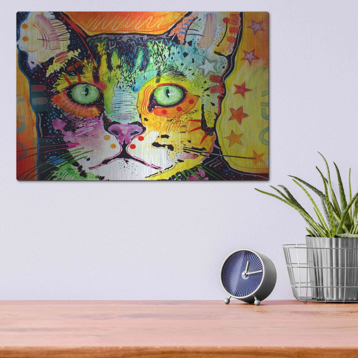'Straight Cat' by Dean Russo – Metal Wall Art, 16x12 room view