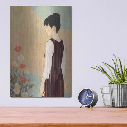 Luxe Metal Art 'Poppies and a Woman' by Sai Tamiya, Metal Wall Art,12x16