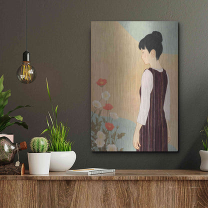 Luxe Metal Art 'Poppies and a Woman' by Sai Tamiya, Metal Wall Art,12x16