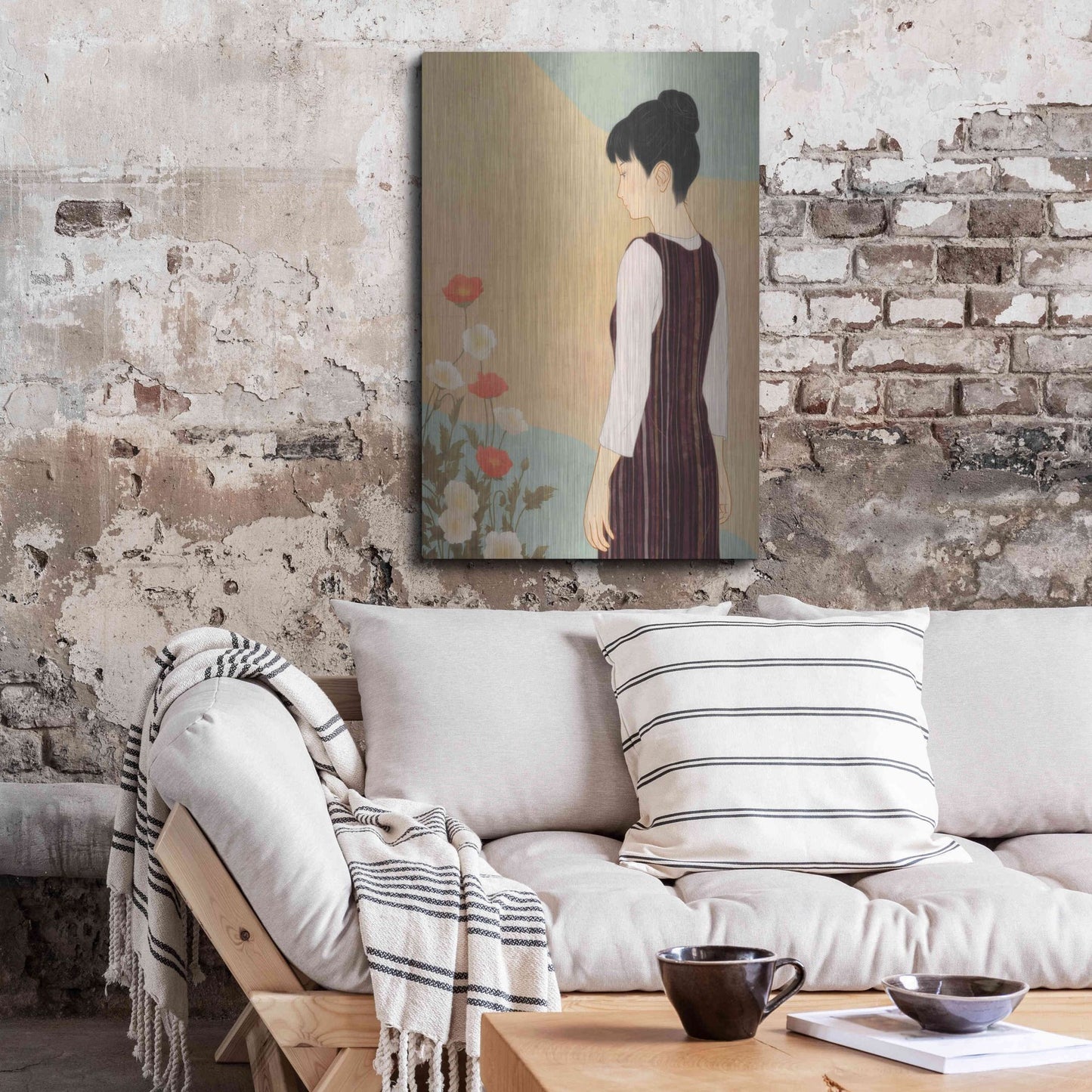 Luxe Metal Art 'Poppies and a Woman' by Sai Tamiya, Metal Wall Art,24x36