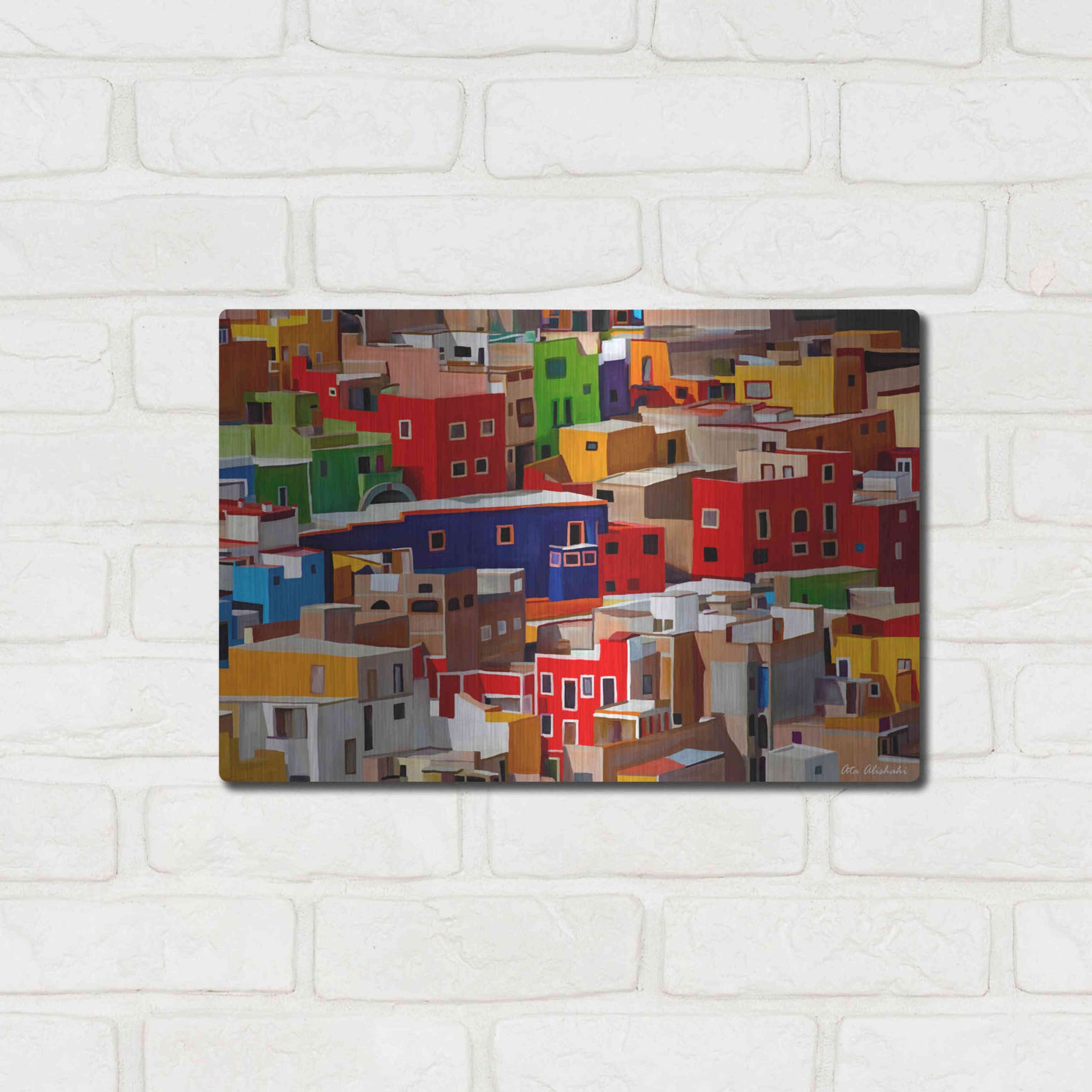 Luxe Metal Art 'Color town' by Ata Alishahi, Metal Wall Art,16x12
