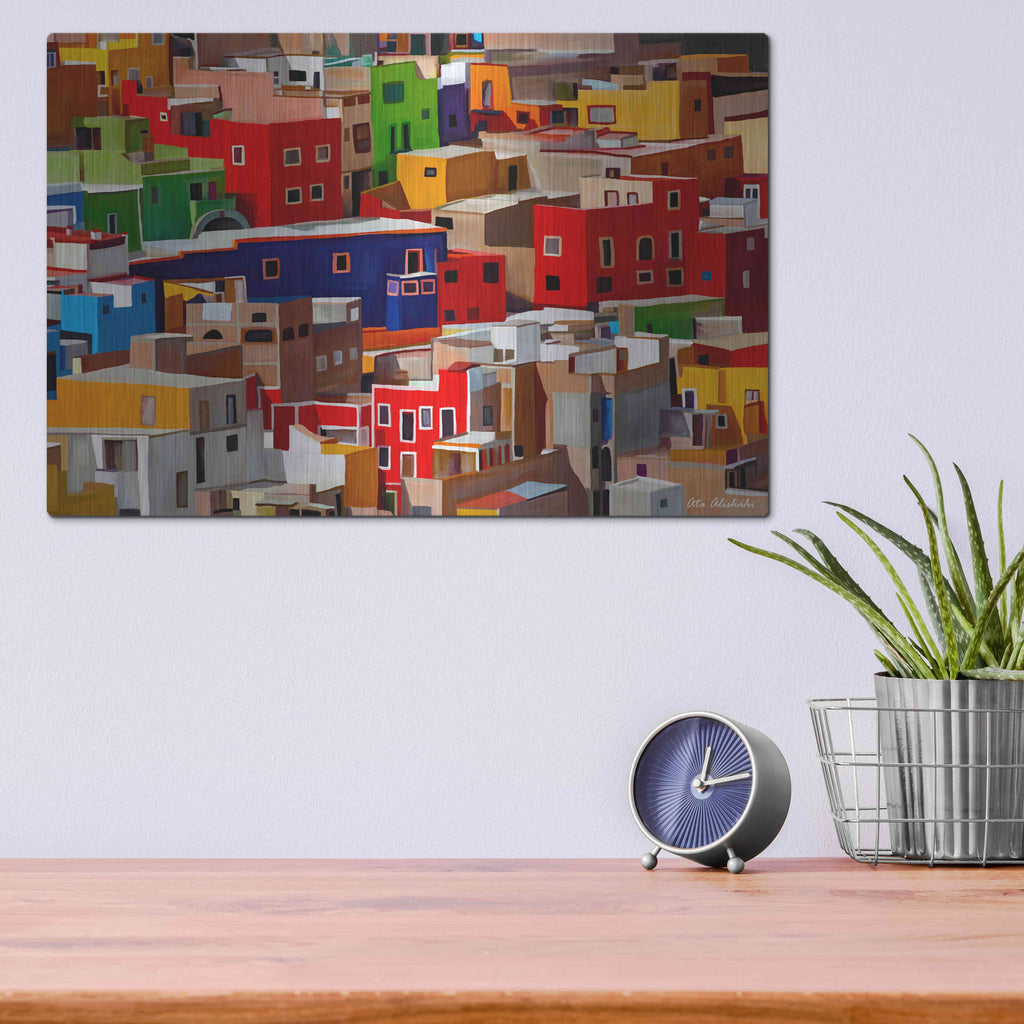 Luxe Metal Art 'Color town' by Ata Alishahi, Metal Wall Art,16x12