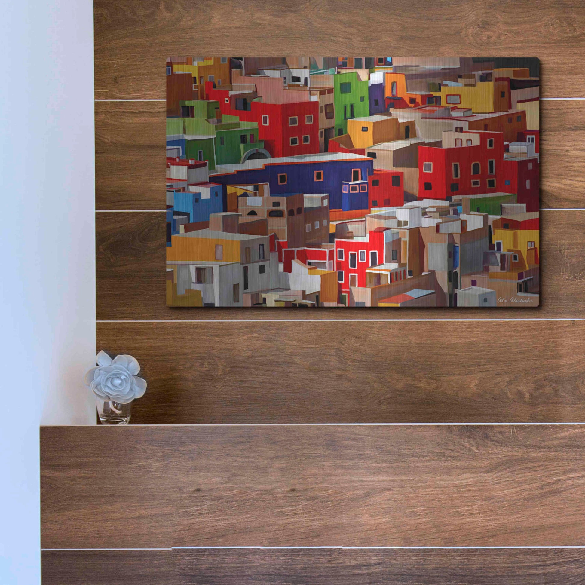 Luxe Metal Art 'Color town' by Ata Alishahi, Metal Wall Art,16x12