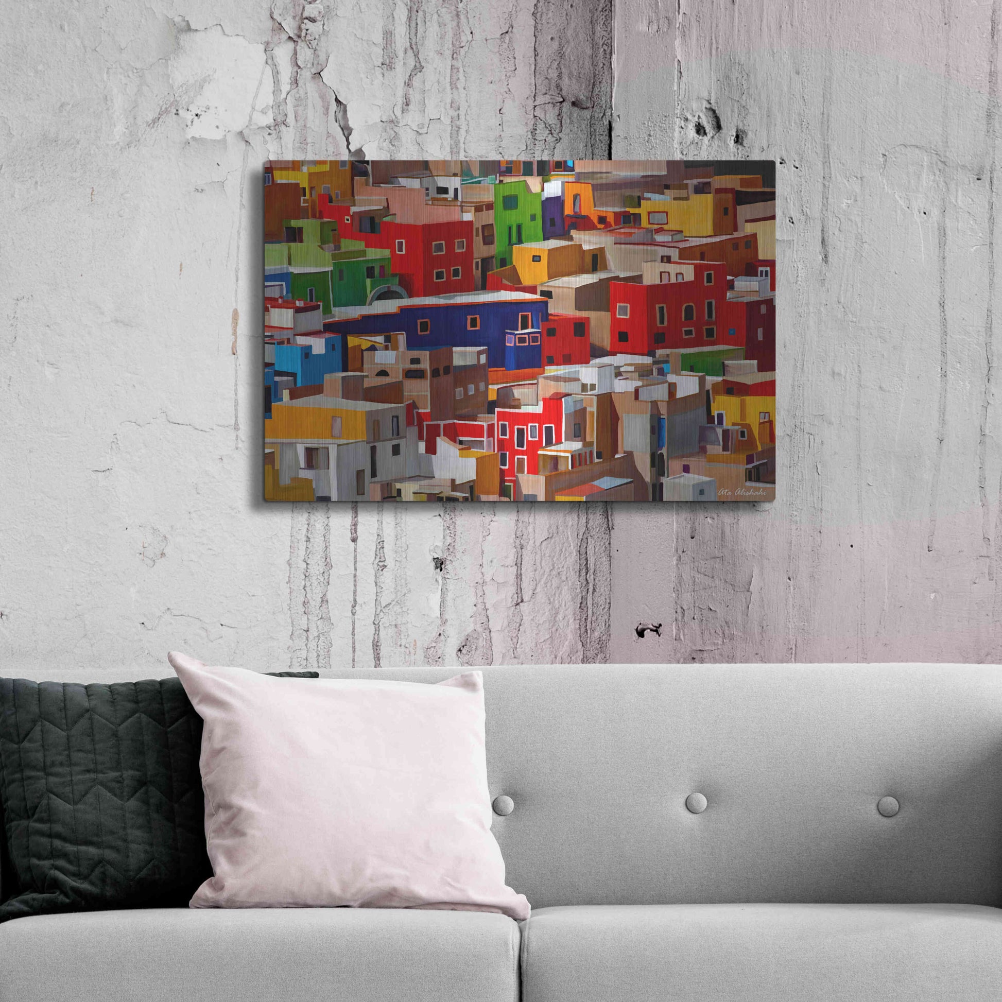 Luxe Metal Art 'Color town' by Ata Alishahi, Metal Wall Art,36x24