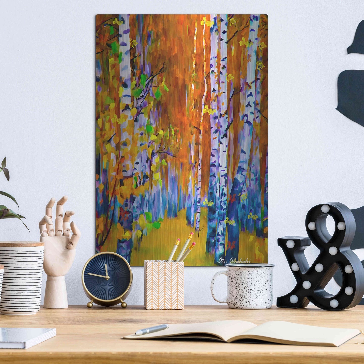 Luxe Metal Art 'Autumn' by Ata Alishahi, Metal Wall Art,12x16