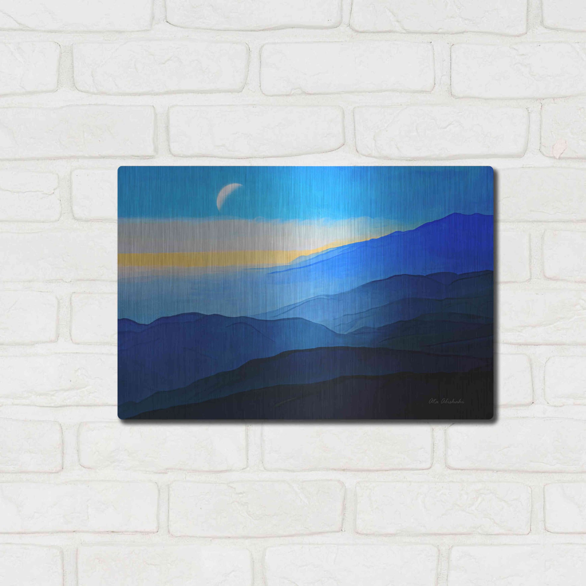 Luxe Metal Art 'Blue Mountains' by Ata Alishahi, Metal Wall Art,16x12