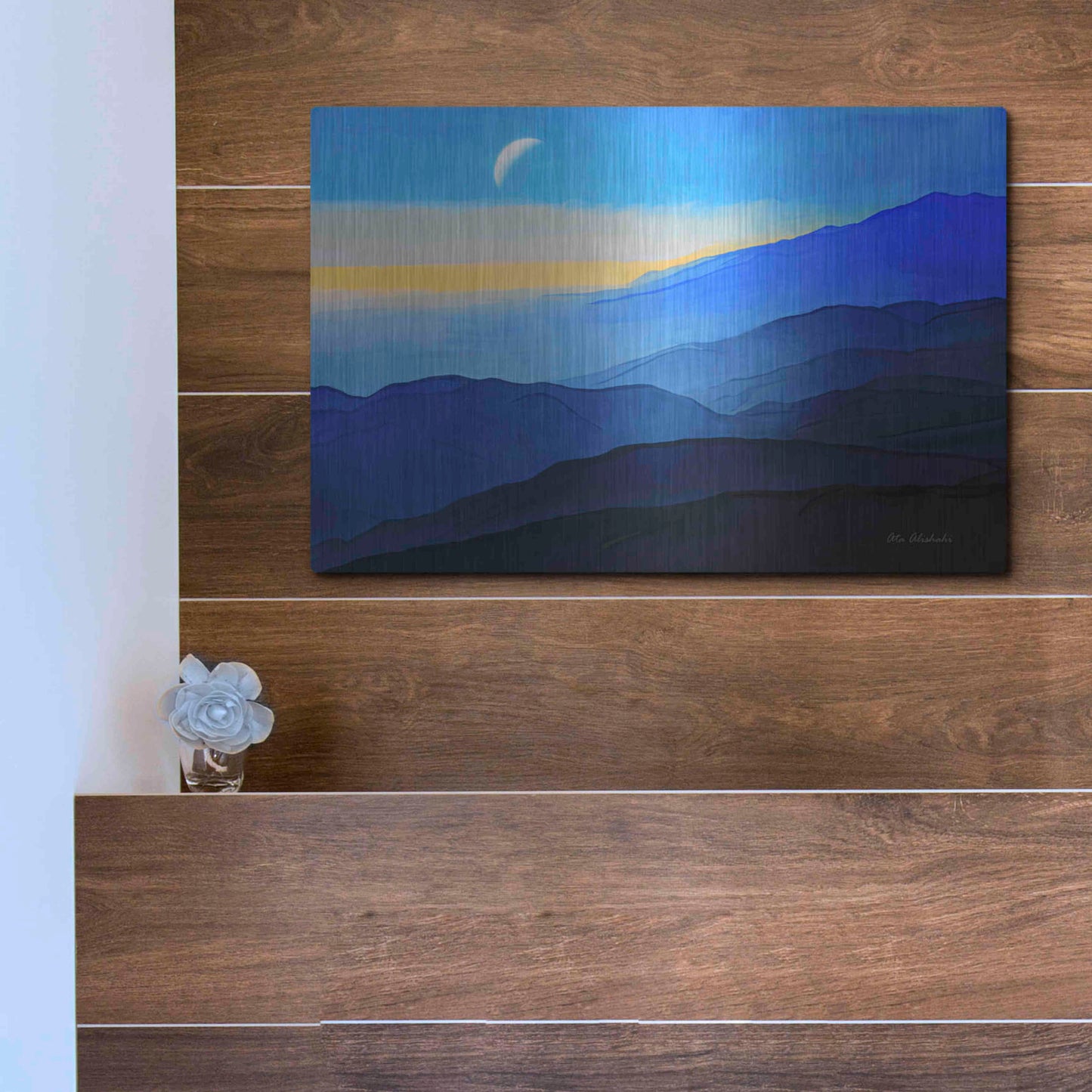 Luxe Metal Art 'Blue Mountains' by Ata Alishahi, Metal Wall Art,16x12