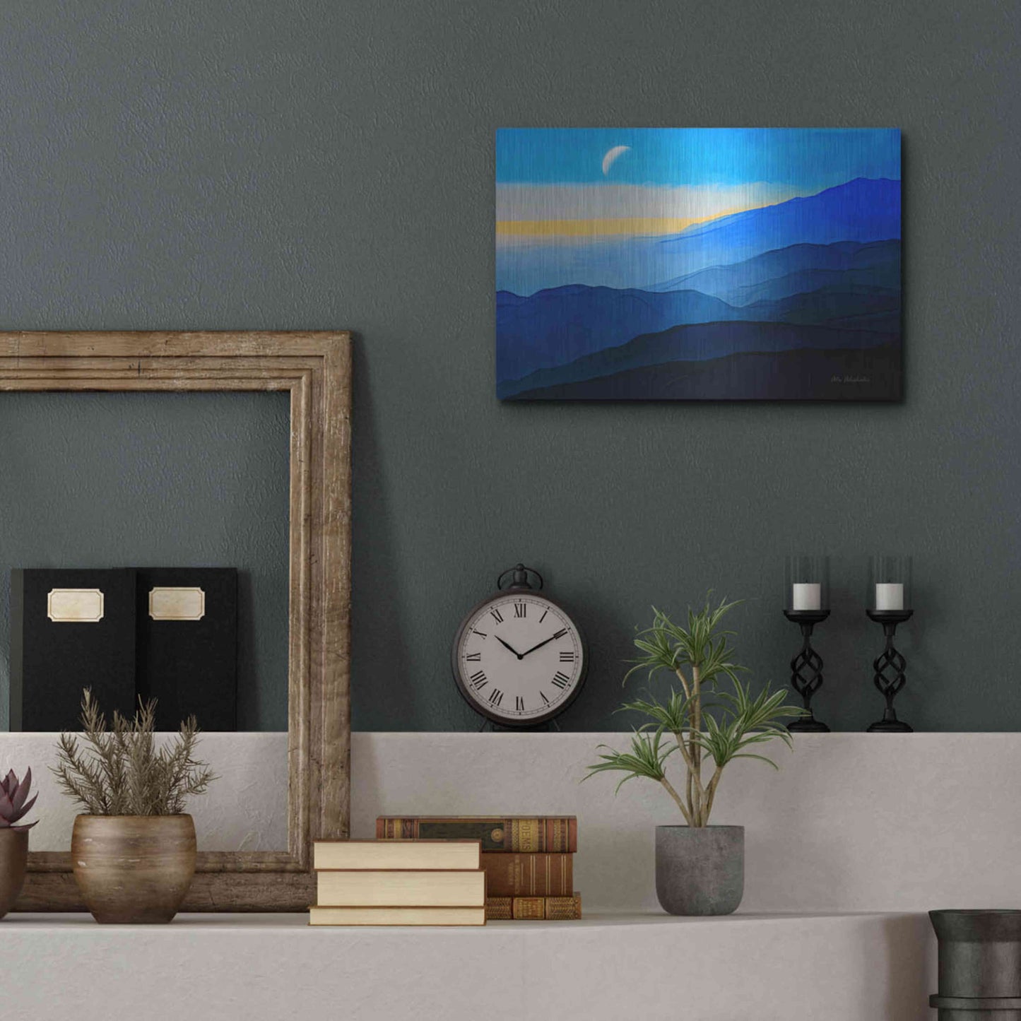 Luxe Metal Art 'Blue Mountains' by Ata Alishahi, Metal Wall Art,16x12