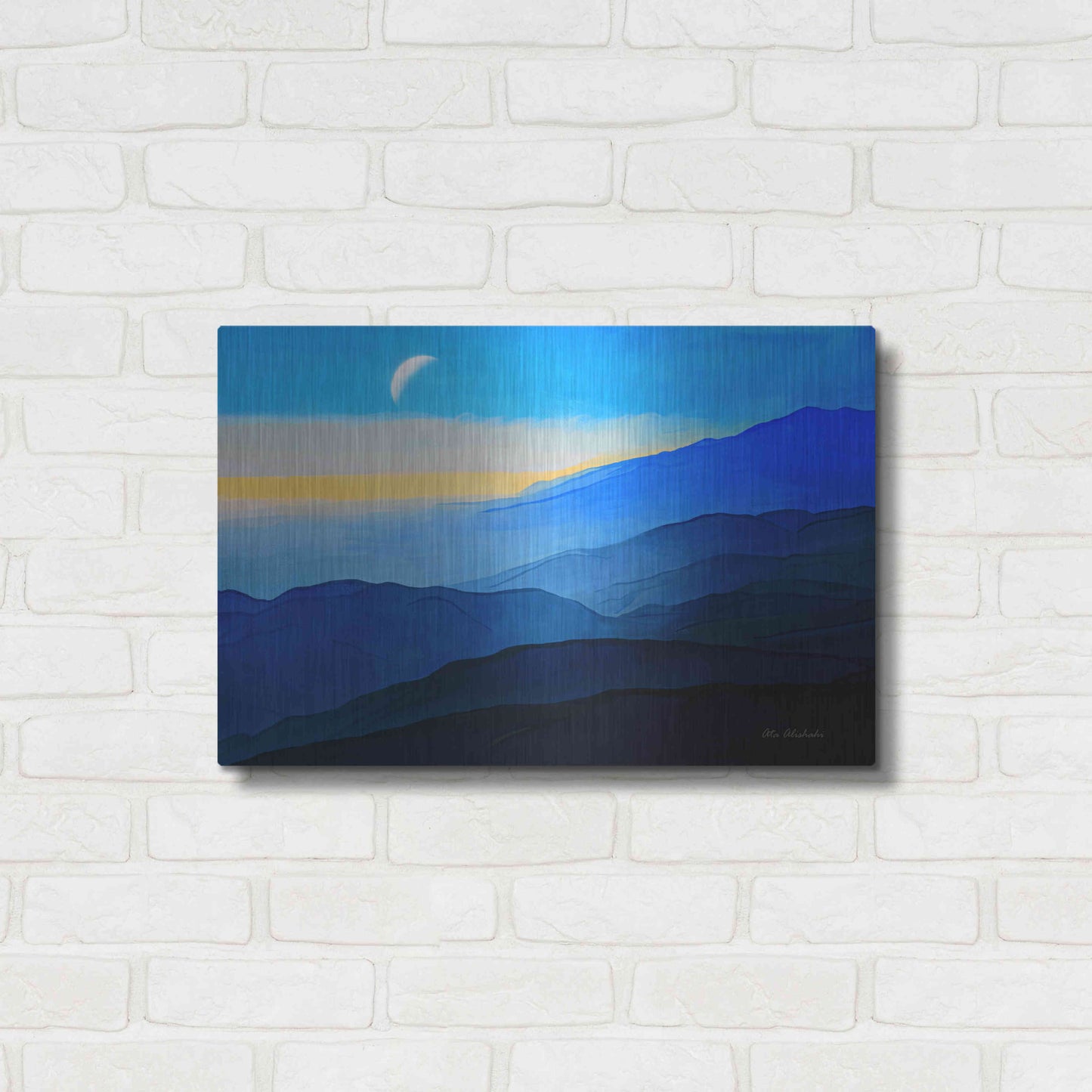 Luxe Metal Art 'Blue Mountains' by Ata Alishahi, Metal Wall Art,24x16