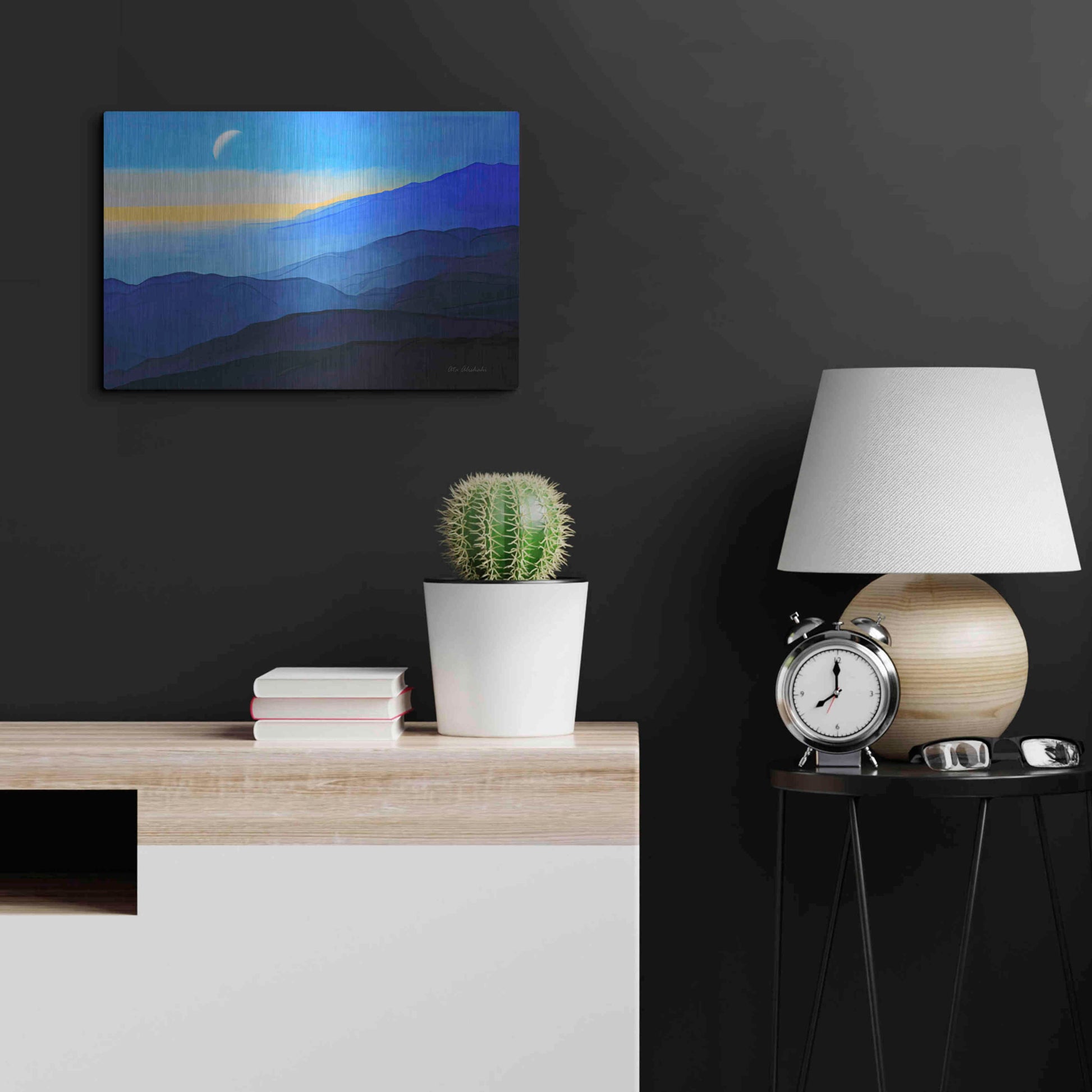 Luxe Metal Art 'Blue Mountains' by Ata Alishahi, Metal Wall Art,24x16