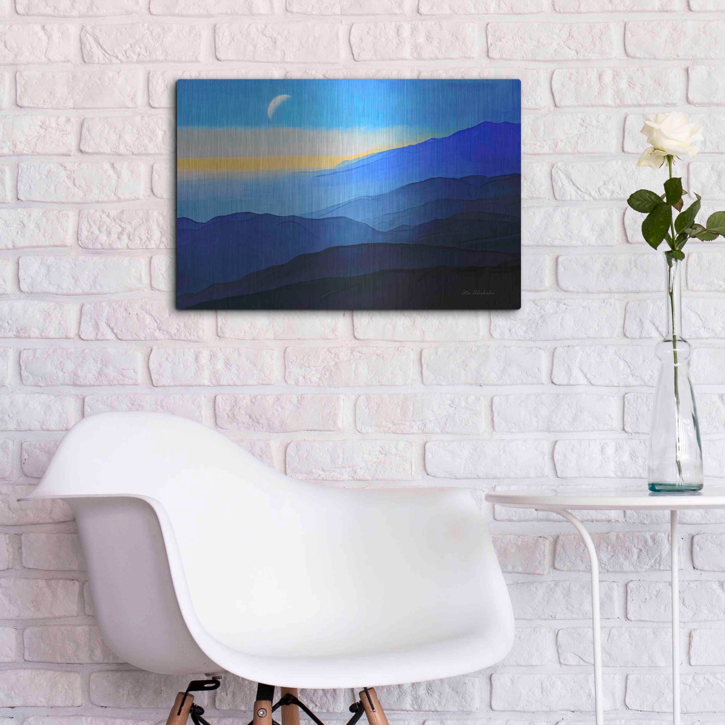 Luxe Metal Art 'Blue Mountains' by Ata Alishahi, Metal Wall Art,24x16