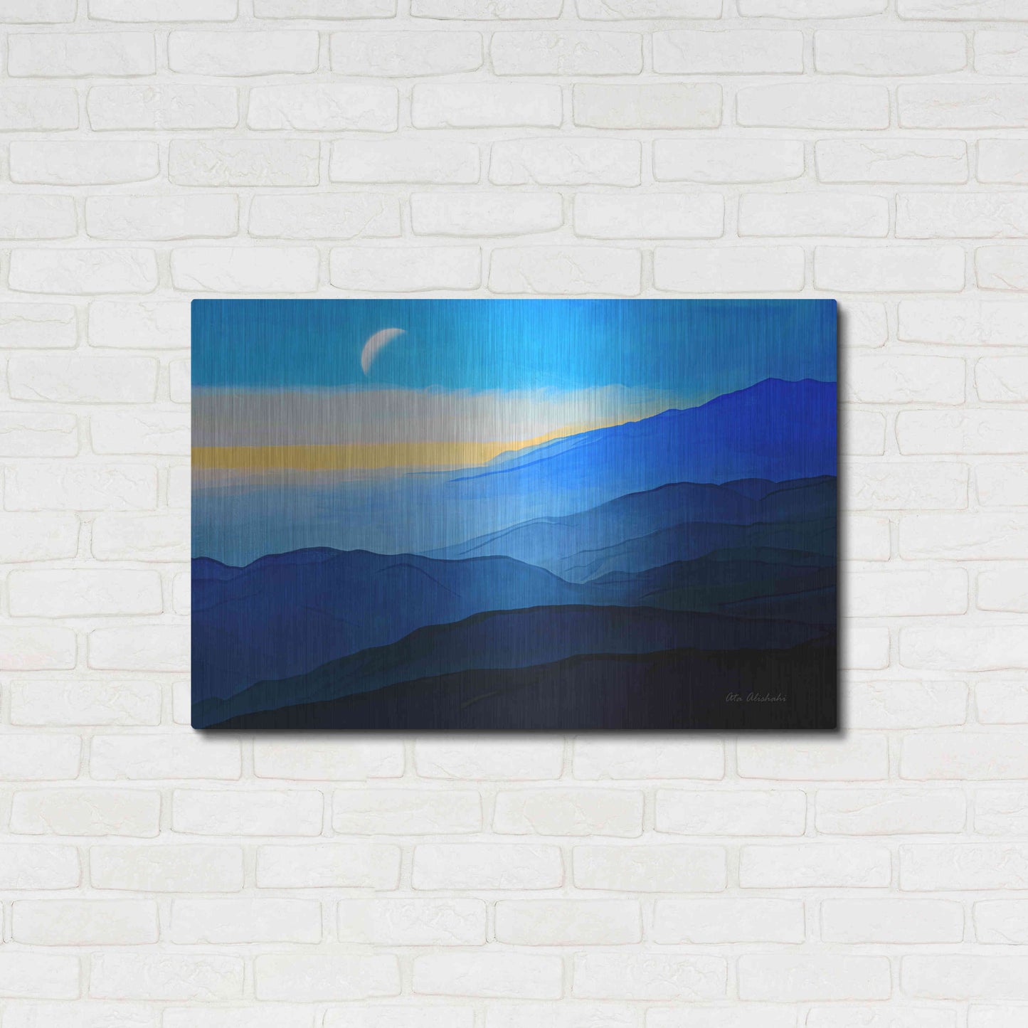 Luxe Metal Art 'Blue Mountains' by Ata Alishahi, Metal Wall Art,36x24