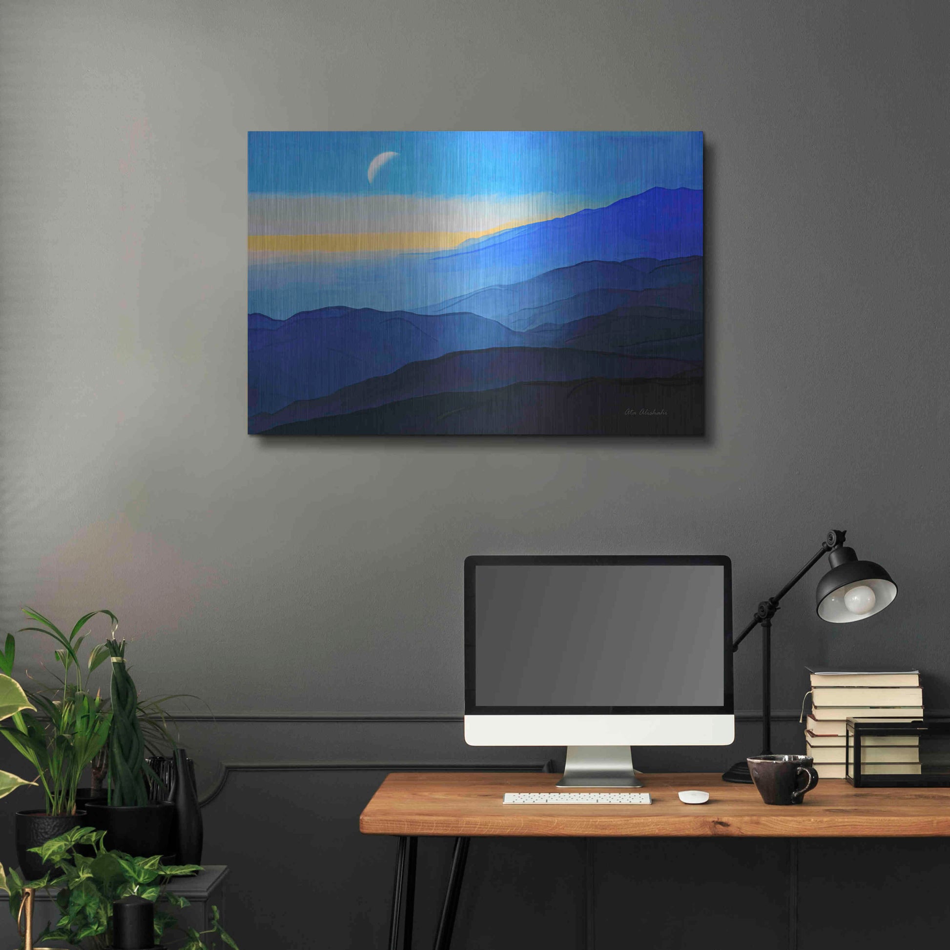 Luxe Metal Art 'Blue Mountains' by Ata Alishahi, Metal Wall Art,36x24