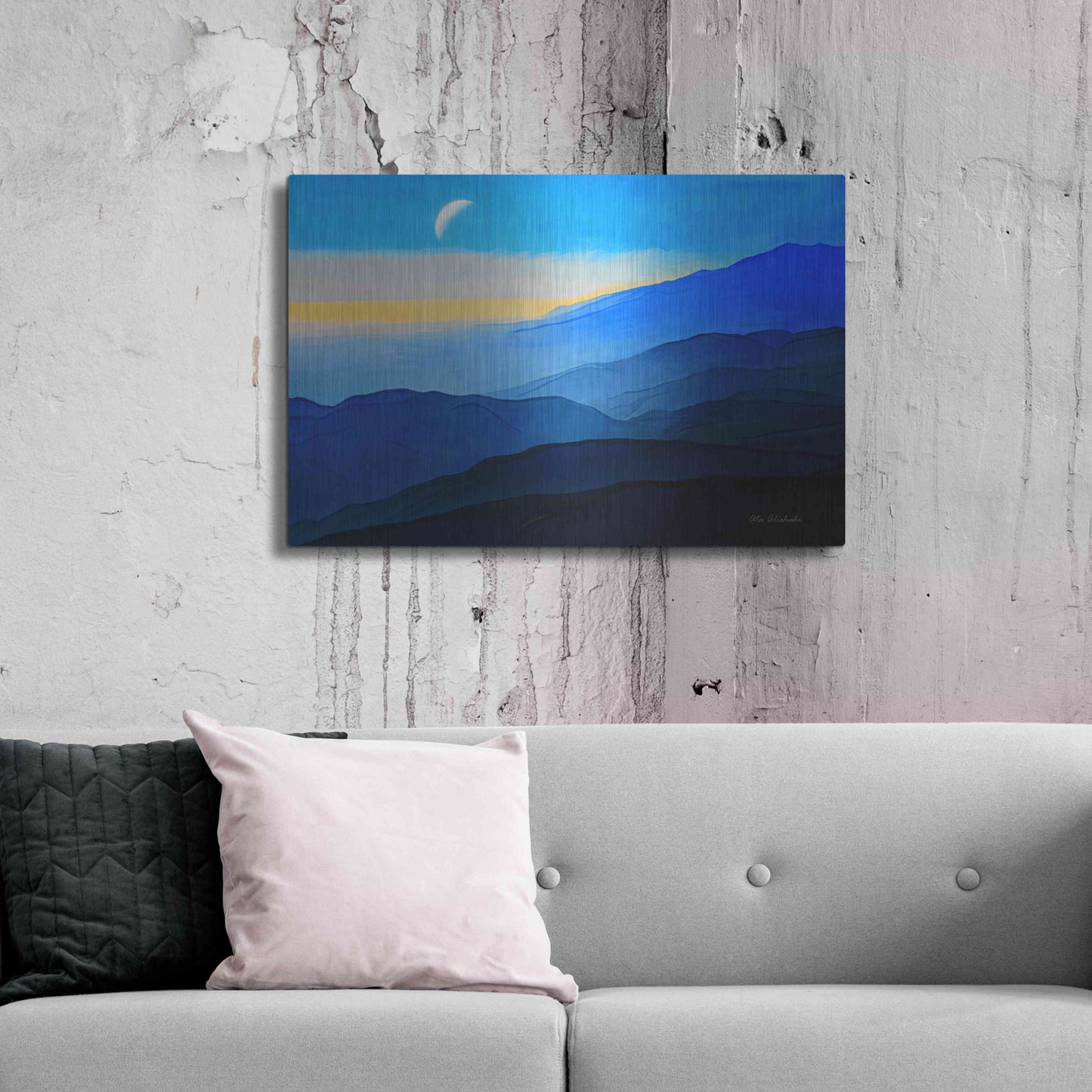 Luxe Metal Art 'Blue Mountains' by Ata Alishahi, Metal Wall Art,36x24