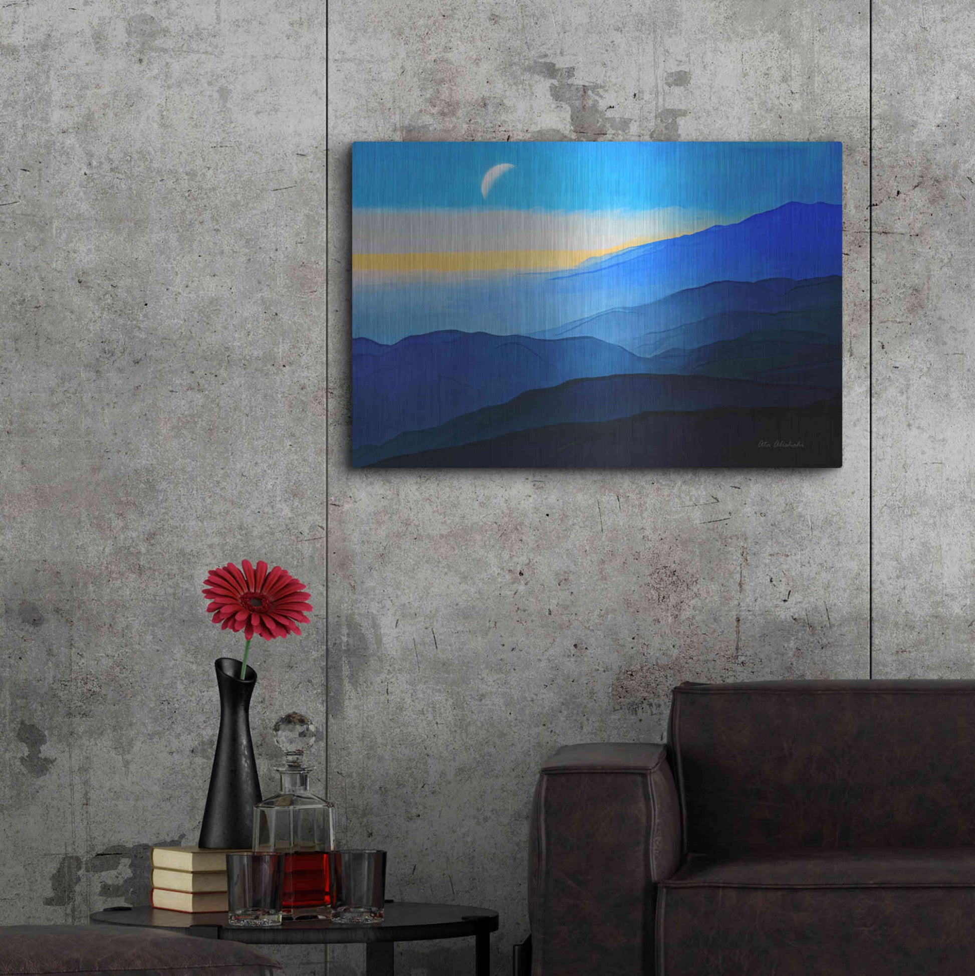 Luxe Metal Art 'Blue Mountains' by Ata Alishahi, Metal Wall Art,36x24