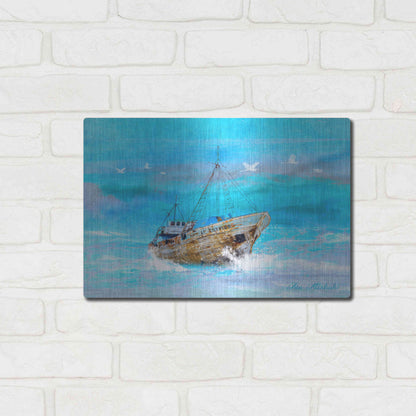 Luxe Metal Art 'Blue Sea' by Ata Alishahi, Metal Wall Art,16x12