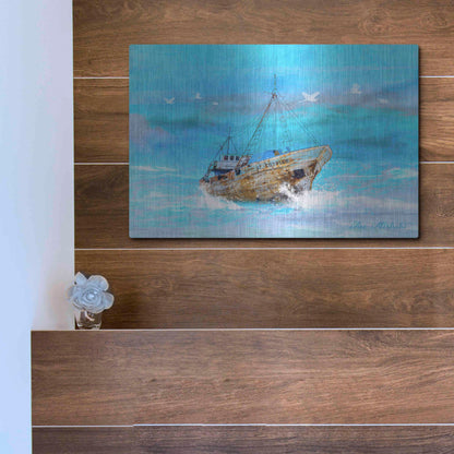Luxe Metal Art 'Blue Sea' by Ata Alishahi, Metal Wall Art,16x12