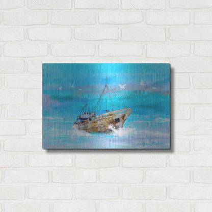 Luxe Metal Art 'Blue Sea' by Ata Alishahi, Metal Wall Art,24x16