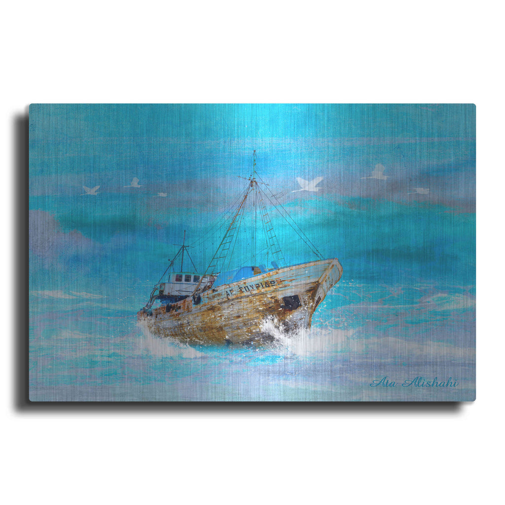 Luxe Metal Art 'Blue Sea' by Ata Alishahi, Metal Wall Art