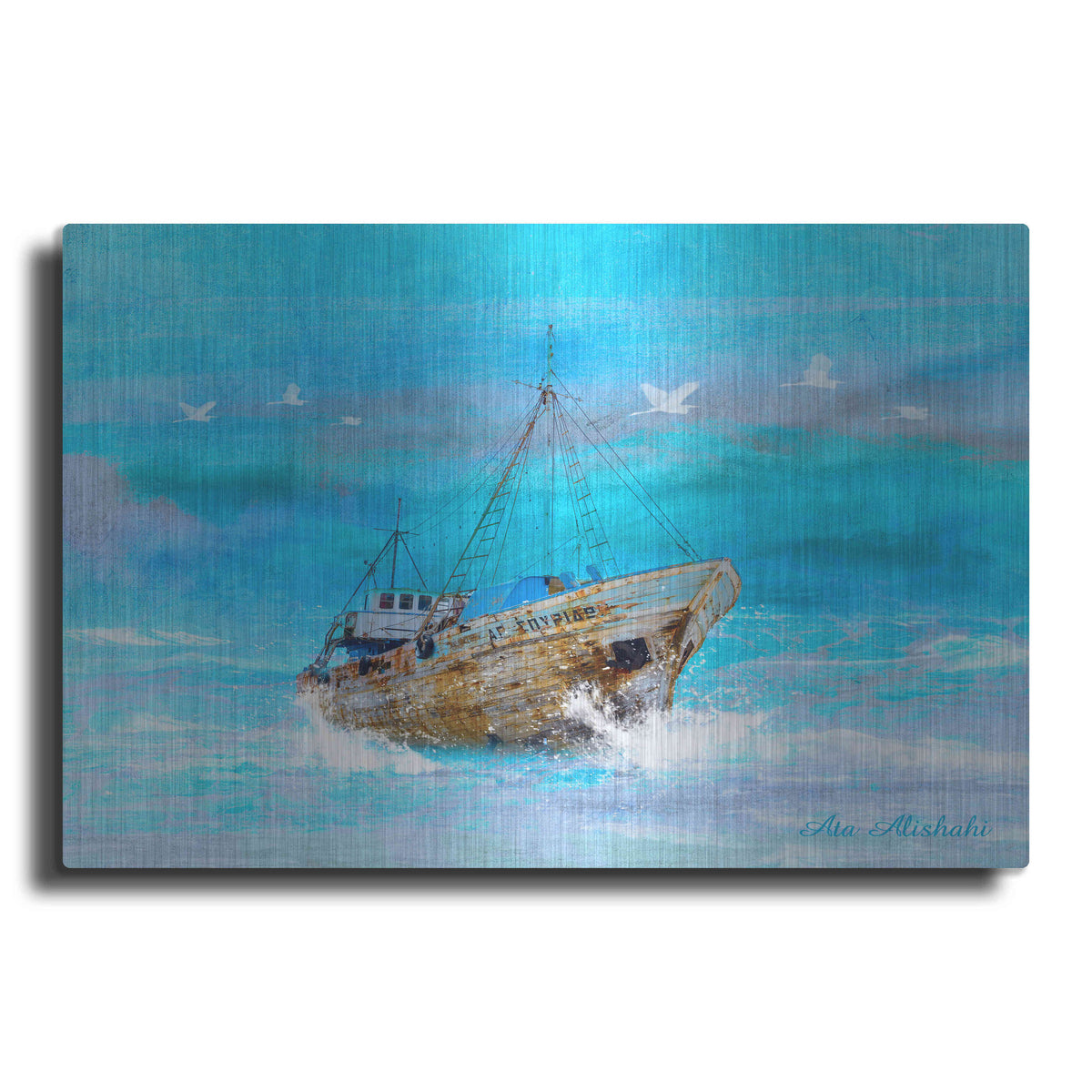 Luxe Metal Art 'Blue Sea' by Ata Alishahi, Metal Wall Art