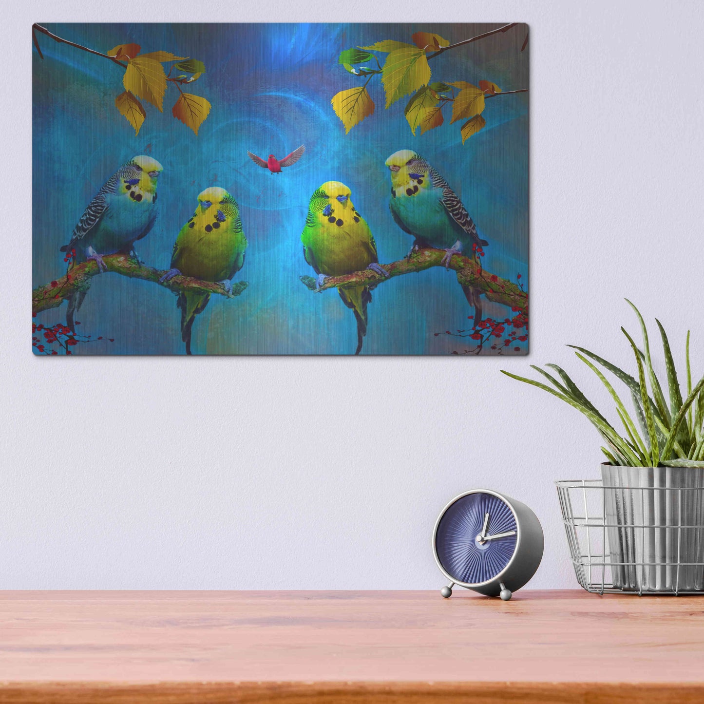 Luxe Metal Art 'Color Birds' by Ata Alishahi, Metal Wall Art,16x12