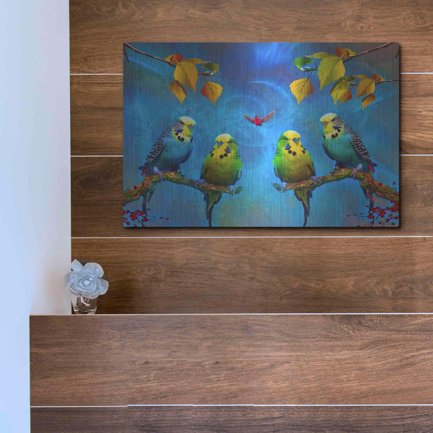 Luxe Metal Art 'Color Birds' by Ata Alishahi, Metal Wall Art,16x12